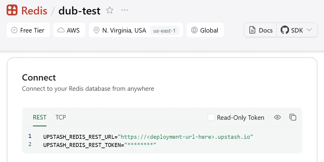 Upstash Redis tokens