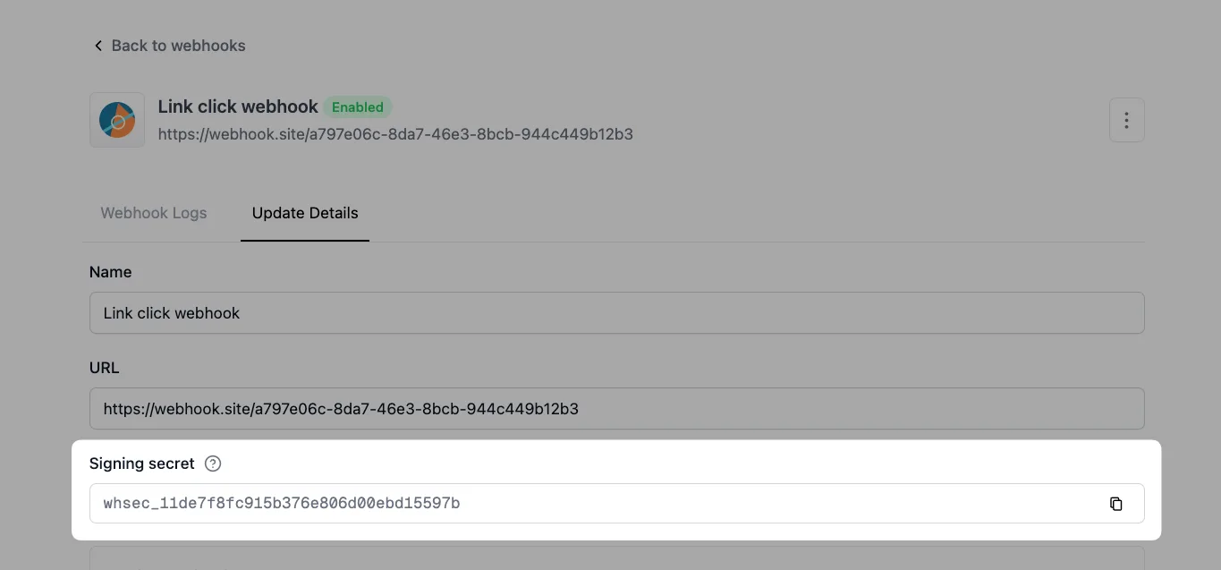 Webhook signing secret