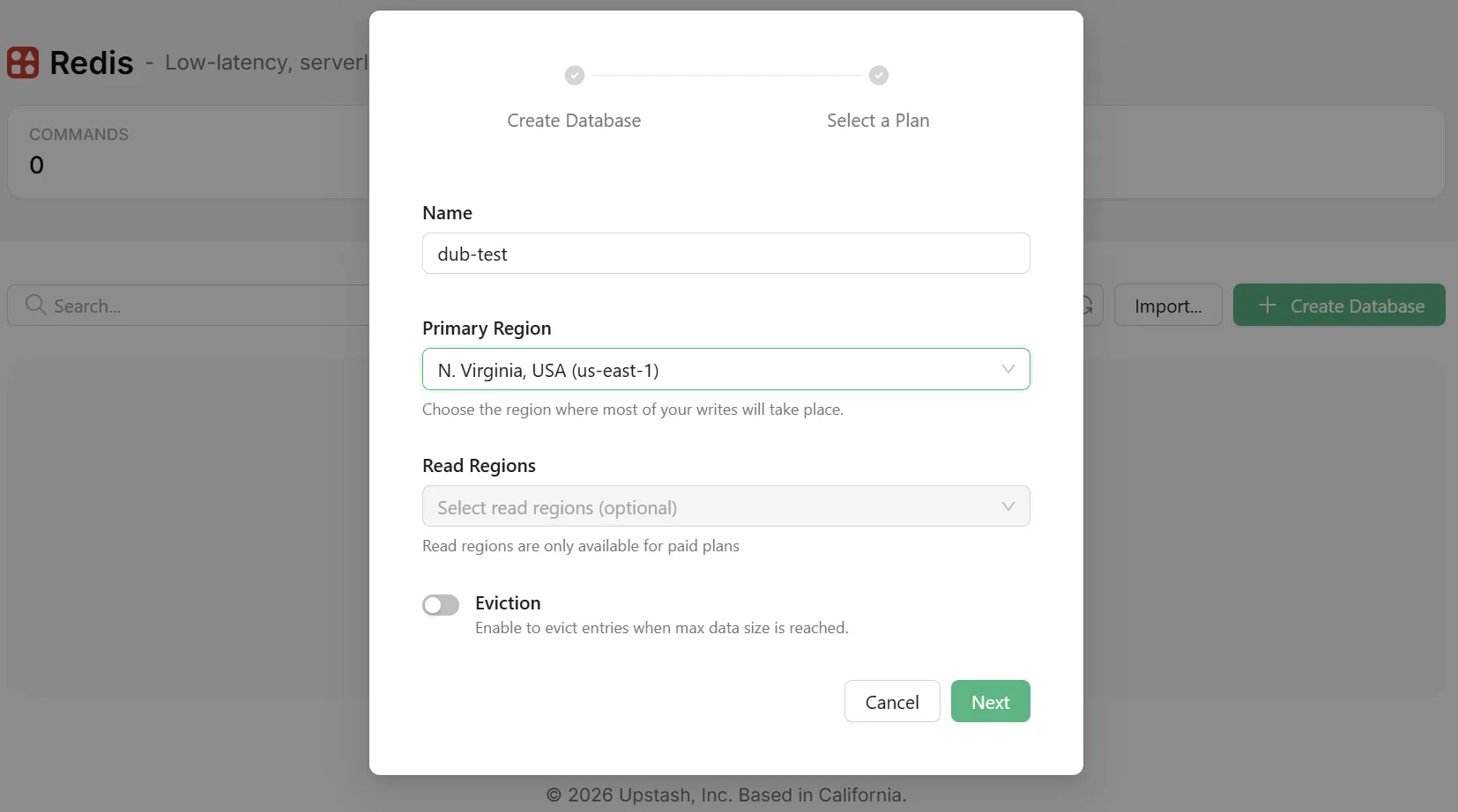 Upstash Redis database