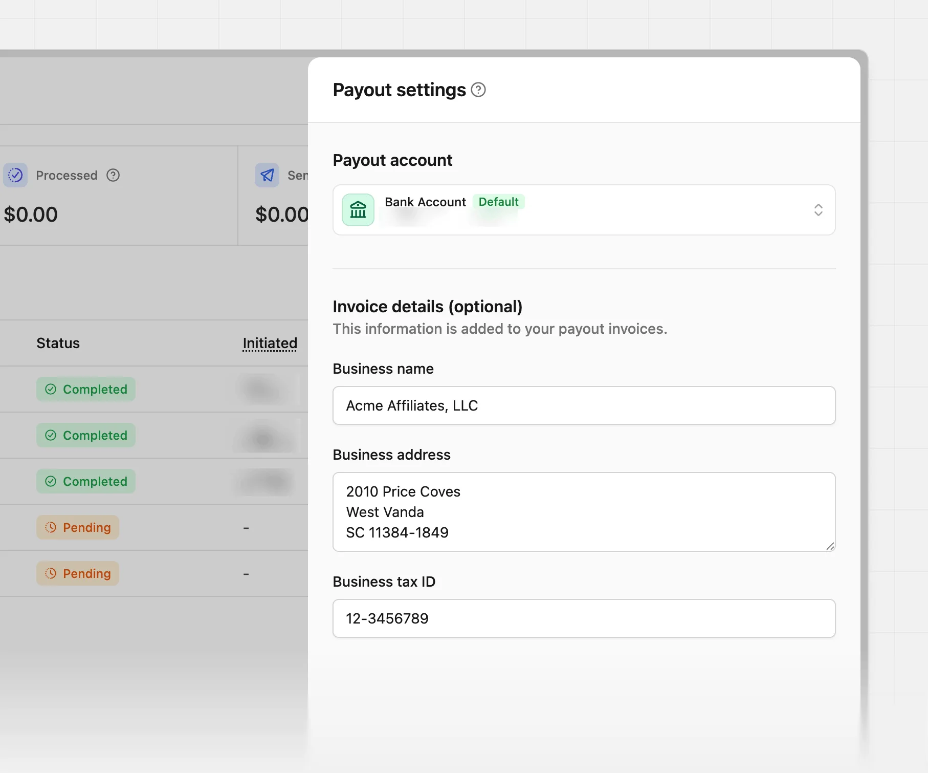 partner invoice settings
