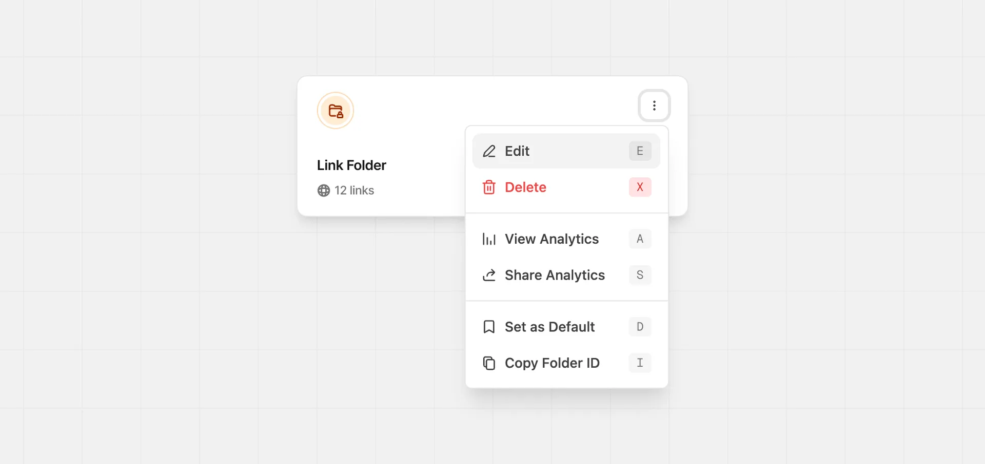 Folders dropdown