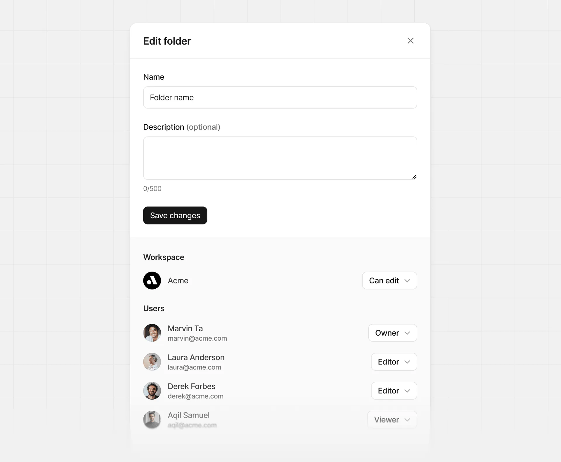 Folders member option