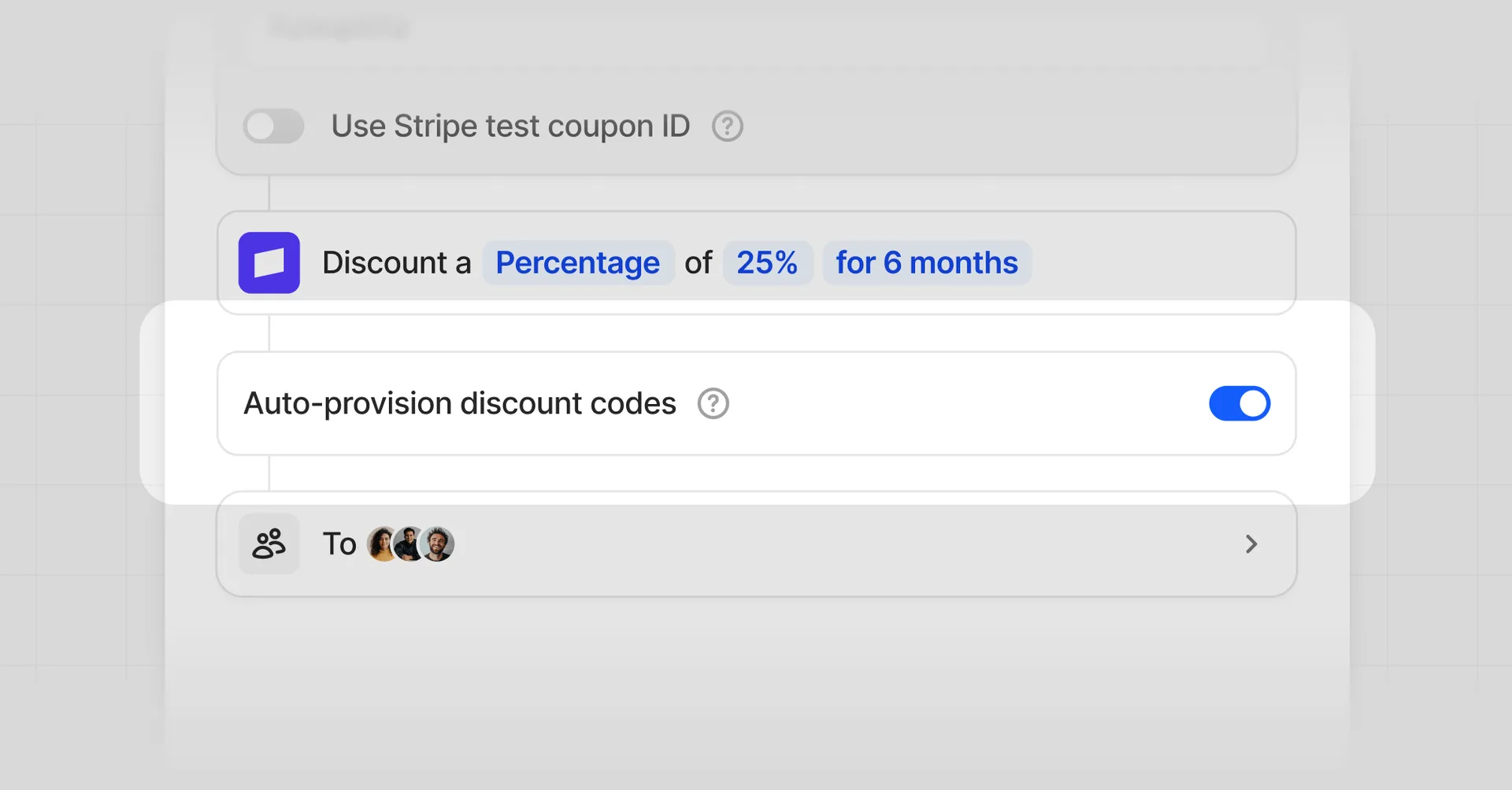 Auto provision discount codes