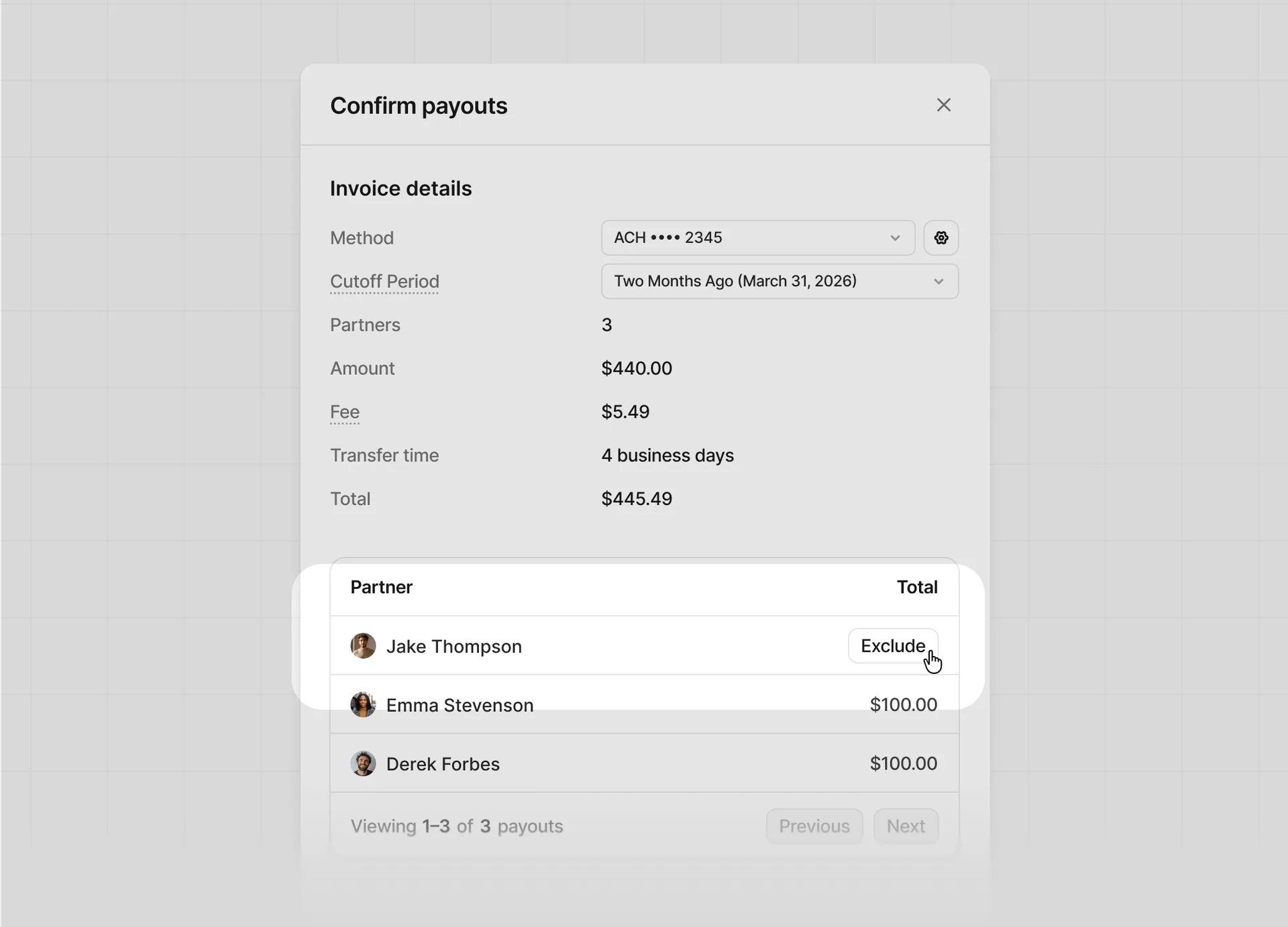 Excluding payouts