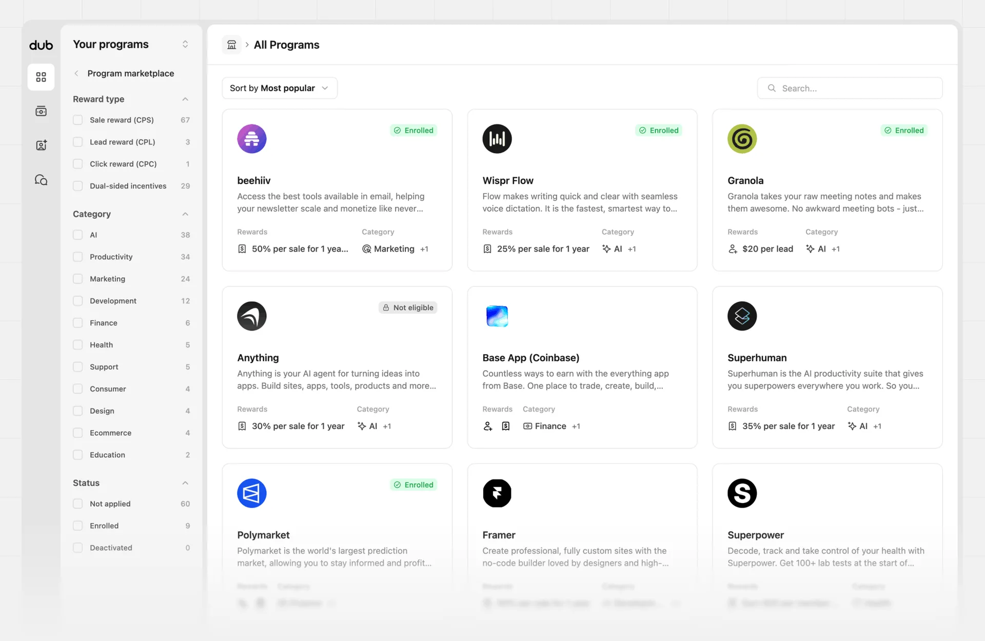 All available programs