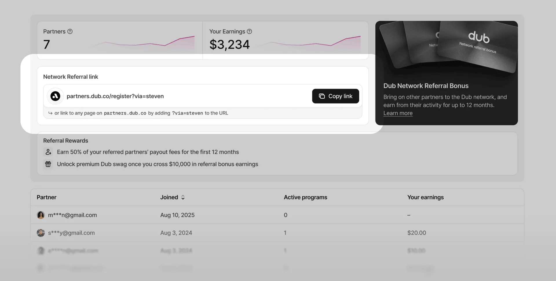 Network referral link