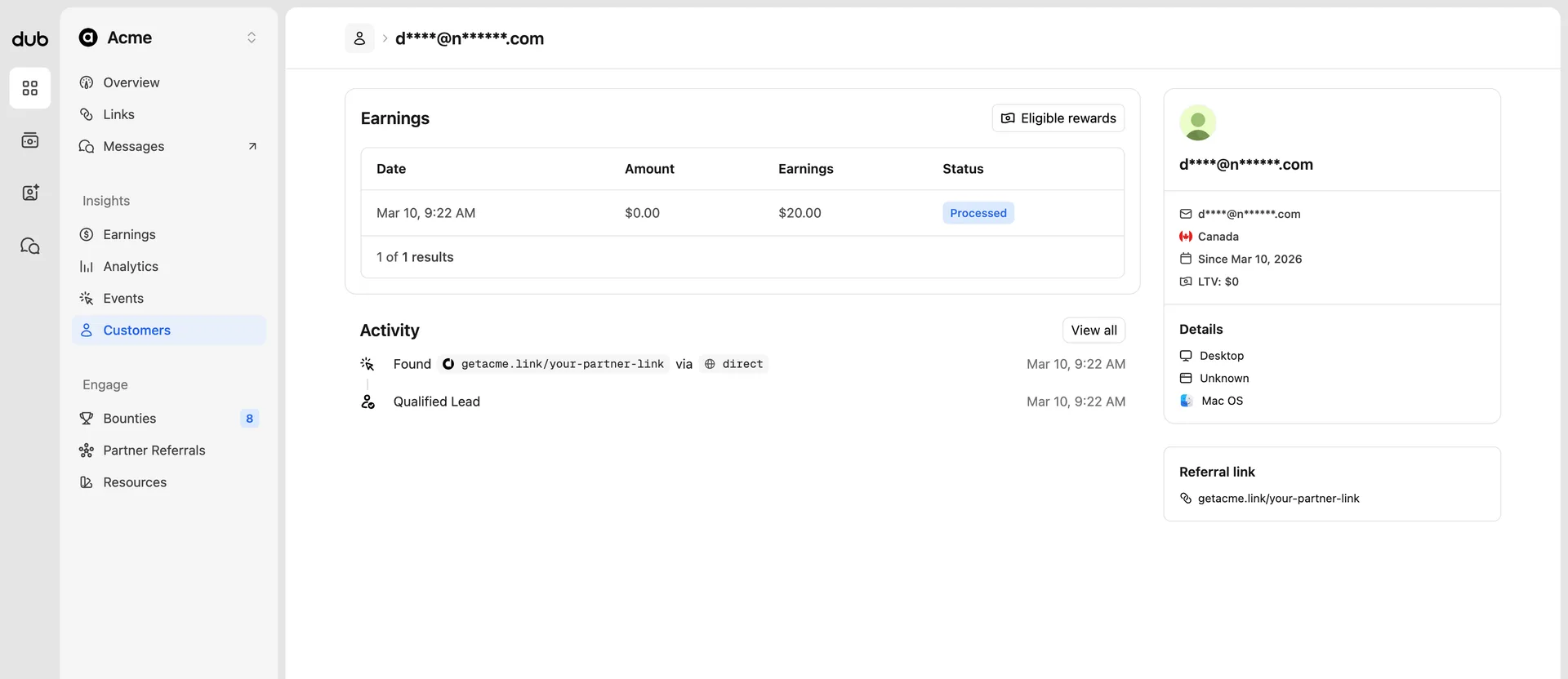 Customer details