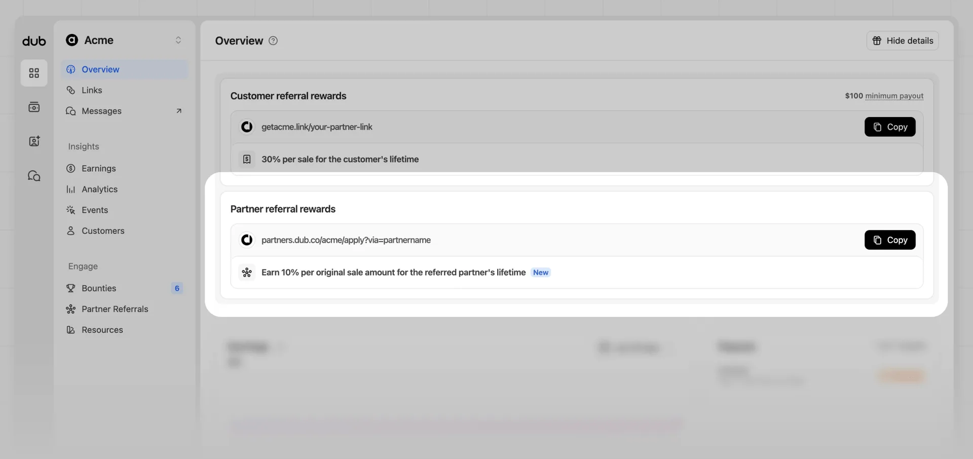 Partner referrals view