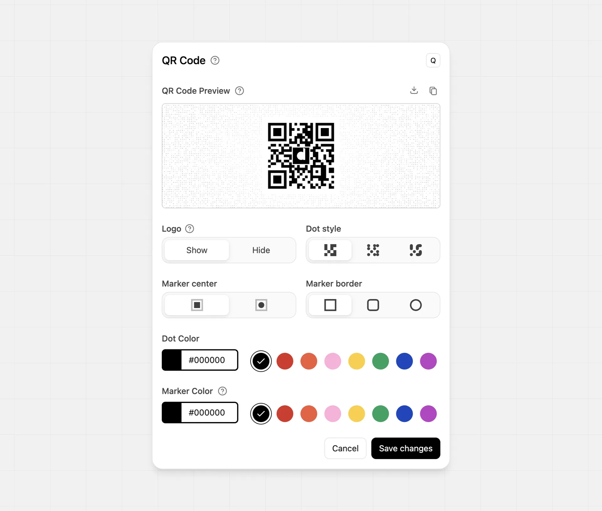 Default QR Code editor