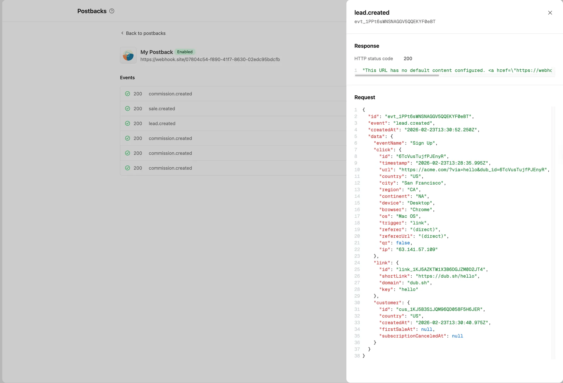 Postback Event Logs