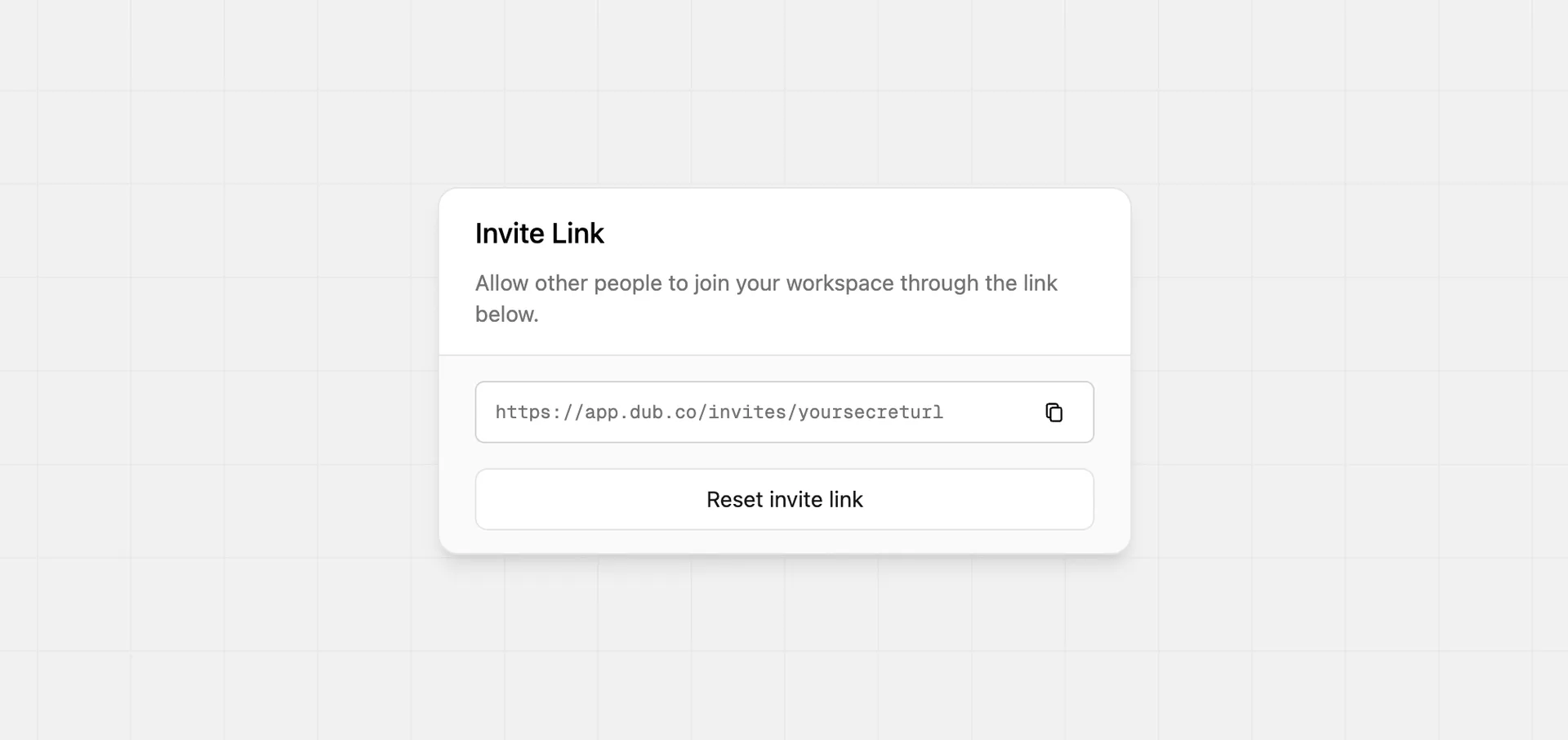 The Invite link modal in Dub